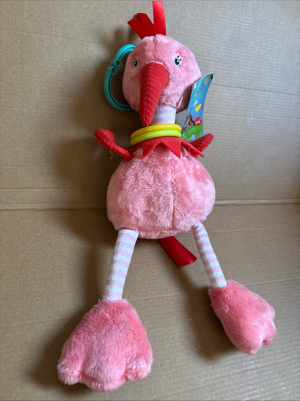 Sky Pink Plush Flamingo Sensory Rattle Toy